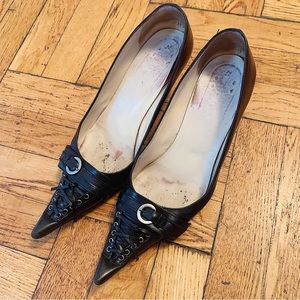 🚫SOLD🚫 MARIO BRUNI Italian Leather Black Small Heels Size 8